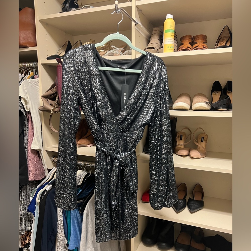 Black Sequin Mini Dress